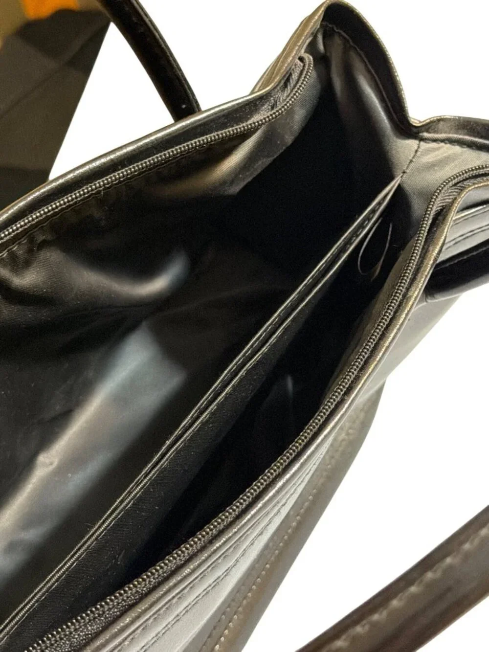 Estee Lauder Black Faux Leather Shoulder Bag Satchel Makeup Bag Gold Hardware